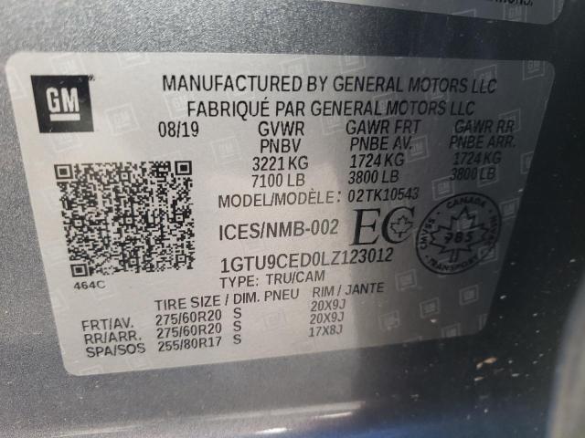 2020 GMC SIERRA K15 - 1GTU9CED0LZ123012