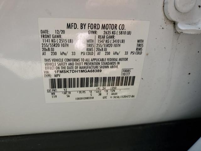 2021 FORD EXPLORER X - 1FMSK7DH1MGA68389
