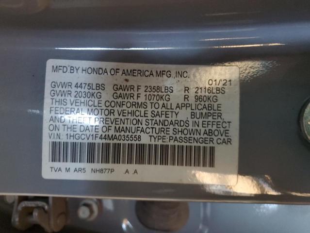 VIN 1HGCV1F44MA035558 2021 Honda Accord, Sport Se no.12