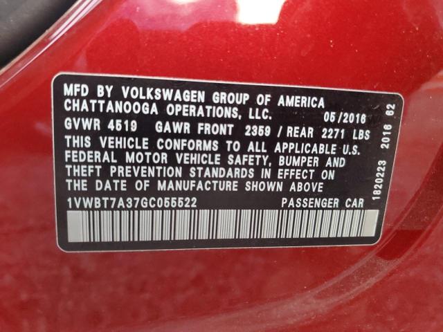 2016 VOLKSWAGEN PASSAT SE - 1VWBT7A37GC055522