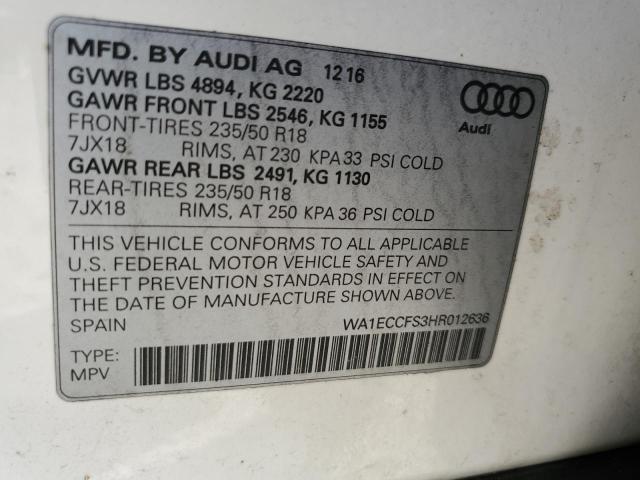 2017 AUDI Q3 PREMIUM - WA1ECCFS3HR012636
