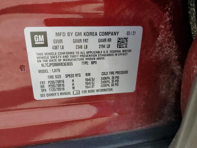 2021 CHEVROLET TRAX 1LT - KL7CJPSM6MB363655