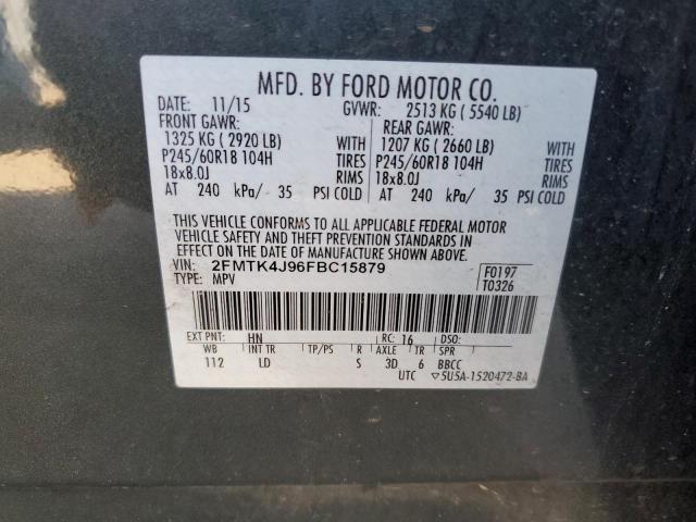 VIN 2FMTK4J96FBC15879 2015 Ford Edge, Sel no.13