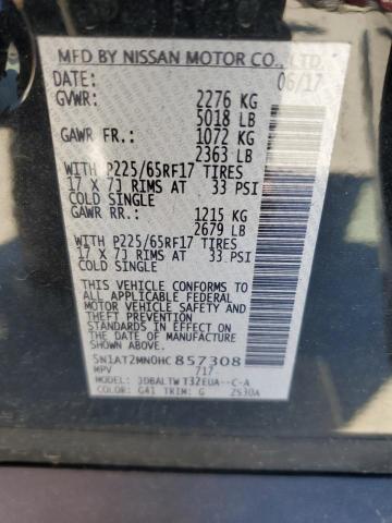 2017 NISSAN ROGUE SV - 5N1AT2MN0HC857308