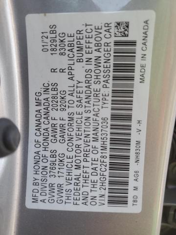 2021 HONDA CIVIC SPOR - 2HGFC2F81MH537036