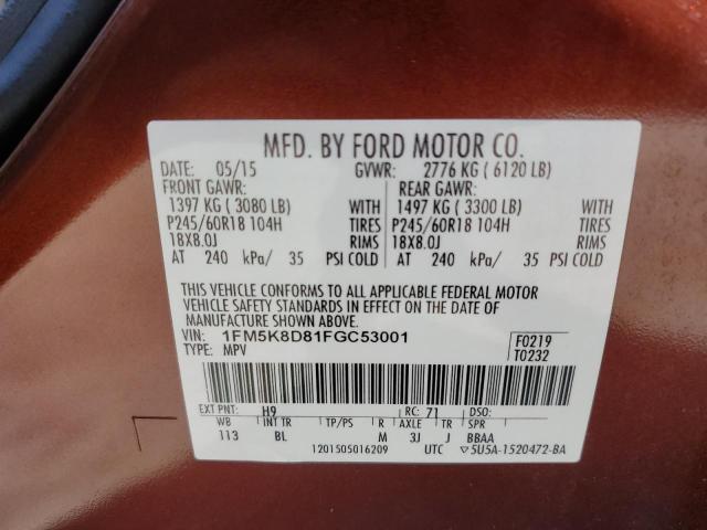 2015 FORD EXPLORER X - 1FM5K8D81FGC53001
