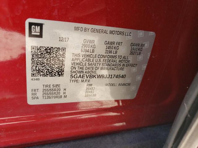 2018 BUICK ENCLAVE PR - 5GAEVBKW9JJ174540