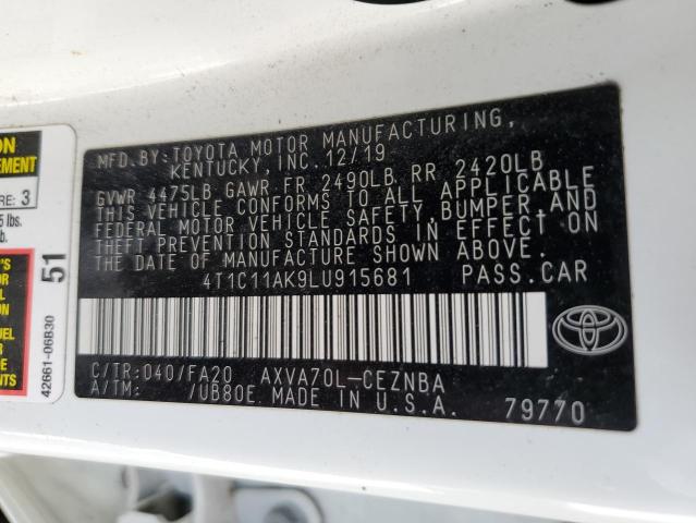 VIN 4T1C11AK9LU915681 2020 TOYOTA CAMRY no.13