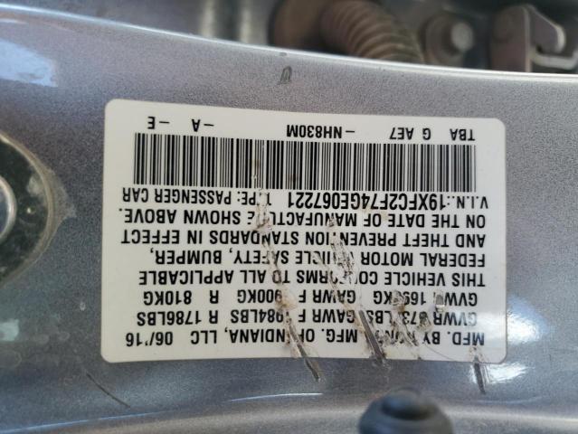 2016 HONDA CIVIC EX - 19XFC2F74GE067221