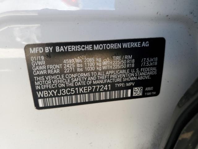 VIN WBXYJ3C51KEP77241 2019 BMW X2 no.13