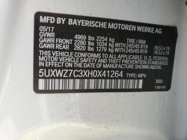 VIN 5UXWZ7C3XH0X41264 2017 BMW X3 no.13