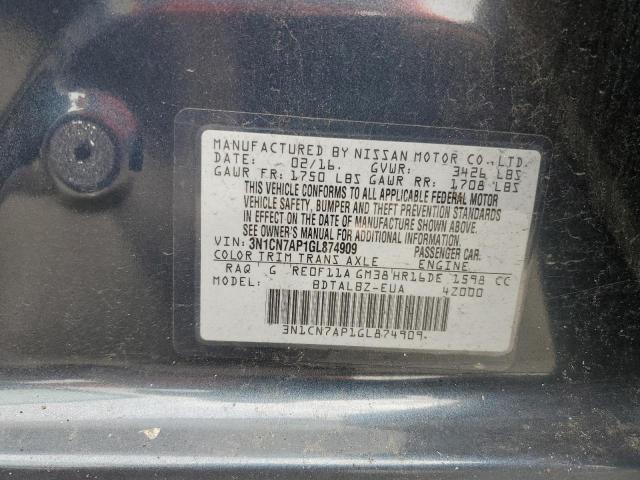 2016 NISSAN VERSA S - 3N1CN7AP1GL874909
