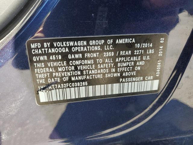 2015 VOLKSWAGEN PASSAT S - 1VWAT7A32FC038265