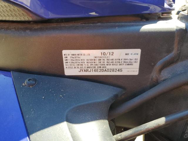 2013 YAMAHA YZFR6 JYARJ16E2DA028245
