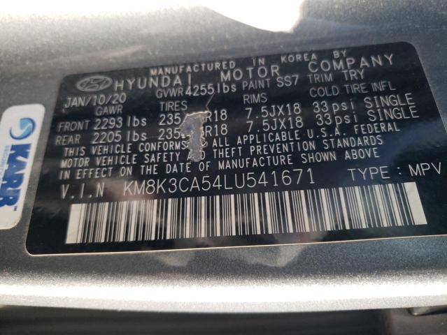 2020 HYUNDAI KONA LIMIT KM8K3CA54LU541671