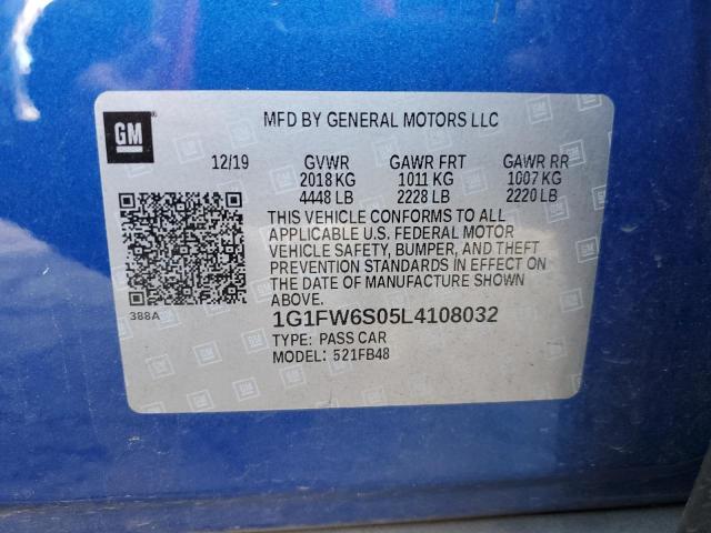 2020 CHEVROLET BOLT EV LT - 1G1FW6S05L4108032