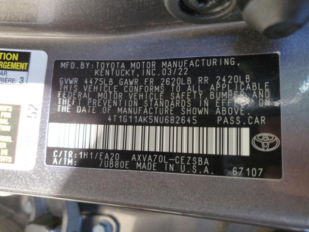 VIN 4T1G11AK5NU682645 2022 Toyota Camry, SE no.12