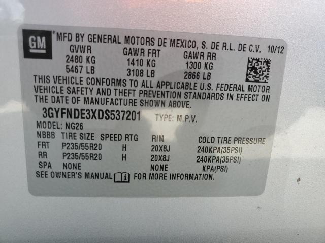 VIN 3GYFNDE3XDS537201 2013 Cadillac SRX, Performanc... no.13