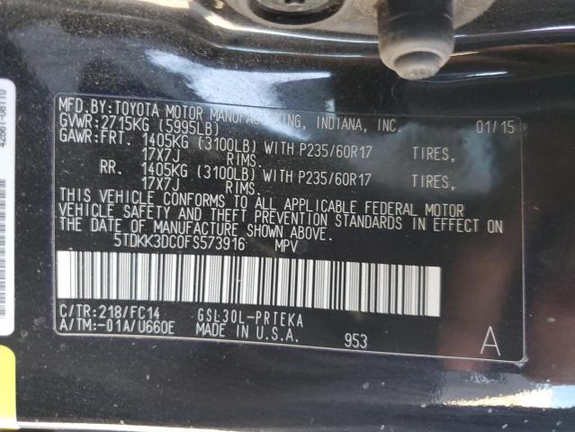 VIN 5TDKK3DC0FS573916 2015 Toyota Sienna, LE no.13