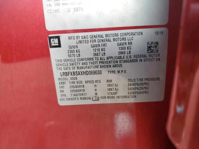 VIN LRBFXBSAXHD069630 2017 Buick Envision, Essence no.14