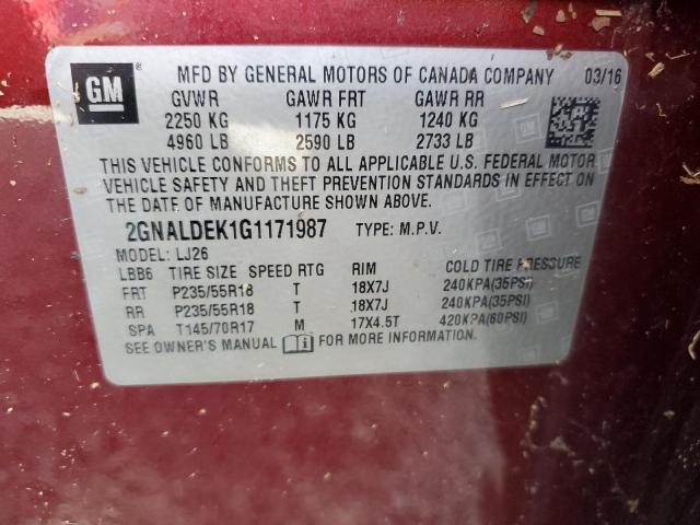 2016 CHEVROLET EQUINOX LT - 2GNALDEK1G1171987