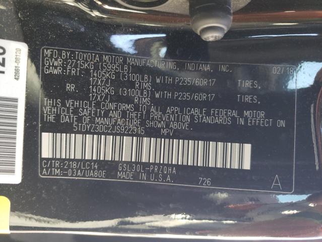 VIN 5TDYZ3DC2JS922315 2018 Toyota Sienna, Xle no.14