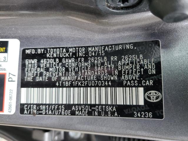 VIN 4T1BF1FK2FU070344 2015 Toyota Camry, LE no.13