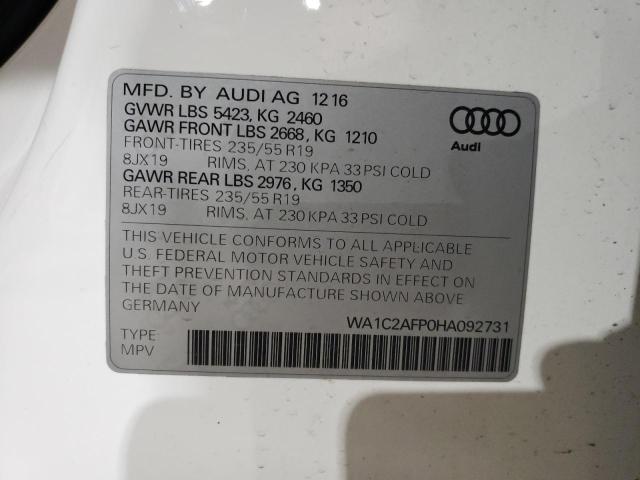 2017 AUDI Q5 PREMIUM - WA1C2AFP0HA092731