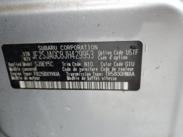 2018 SUBARU FORESTER 2 - JF2SJAGC8JH429953