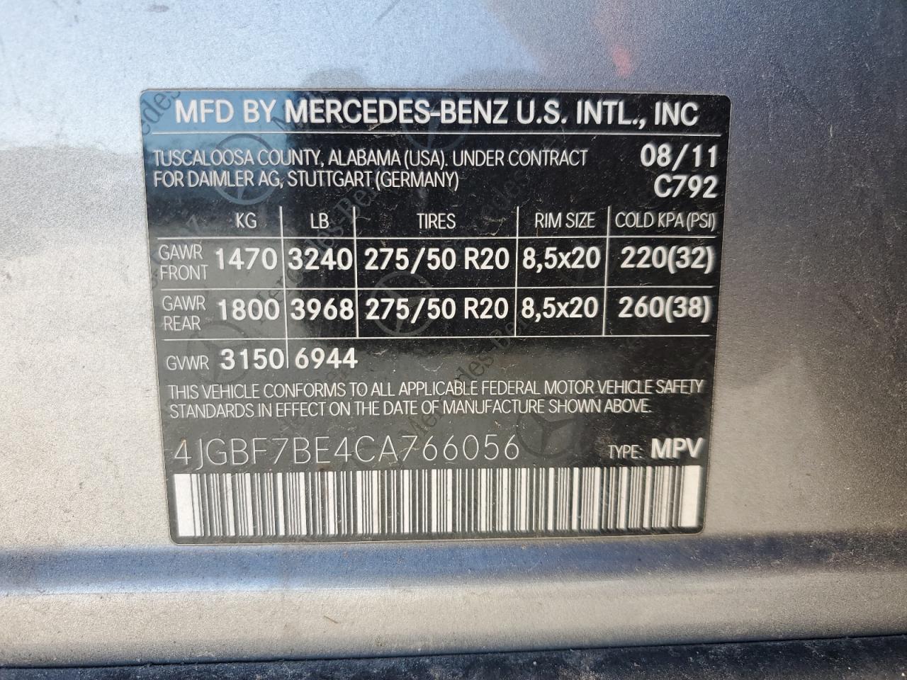 Lot #2962067149 2012 MERCEDES-BENZ GL 450 4MA