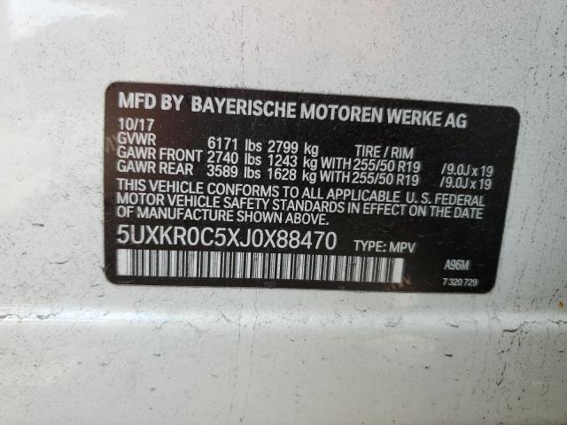 VIN 5UXKR0C5XJ0X88470 2018 BMW X5, Xdrive35I no.12