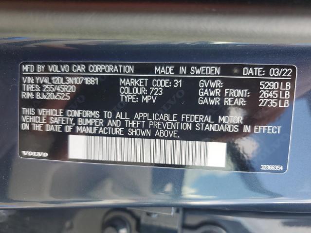 2022 VOLVO XC60 B5 IN YV4L12DL3N1071881