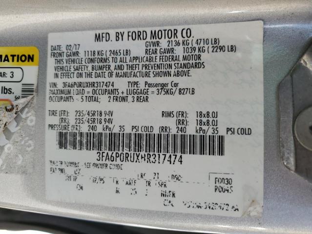 VIN 3FA6P0RUXHR317474 2017 Ford Fusion, Titanium Hev no.13