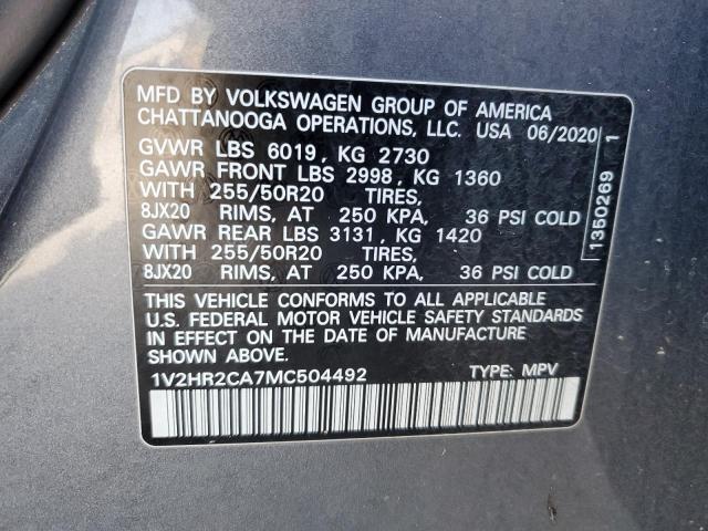 2021 VOLKSWAGEN ATLAS SE - 1V2HR2CA7MC504492
