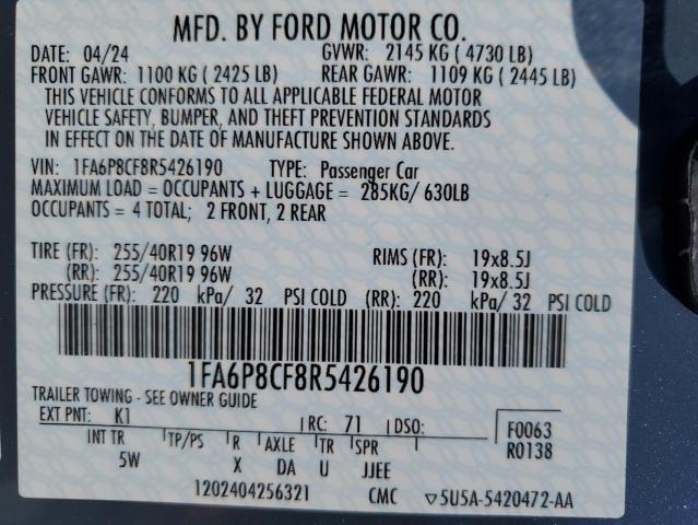 2024 FORD MUSTANG GT - 1FA6P8CF8R5426190