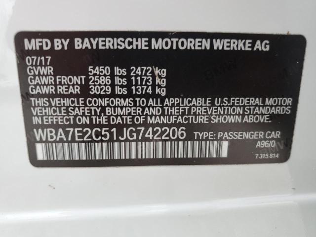 VIN WBA7E2C51JG742206 2018 BMW 7 Series, 740 I no.13