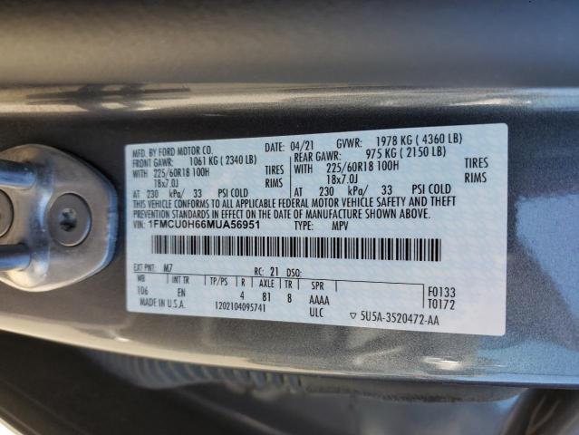 2021 FORD ESCAPE SEL - 1FMCU0H66MUA56951