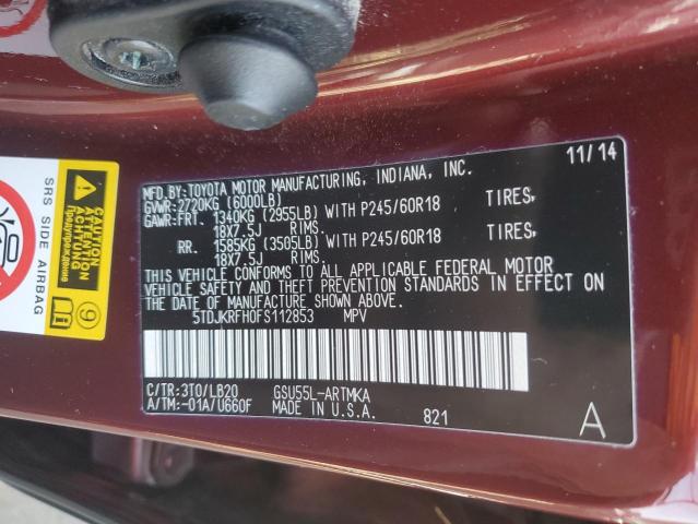 2015 TOYOTA HIGHLANDER - 5TDJKRFH0FS112853