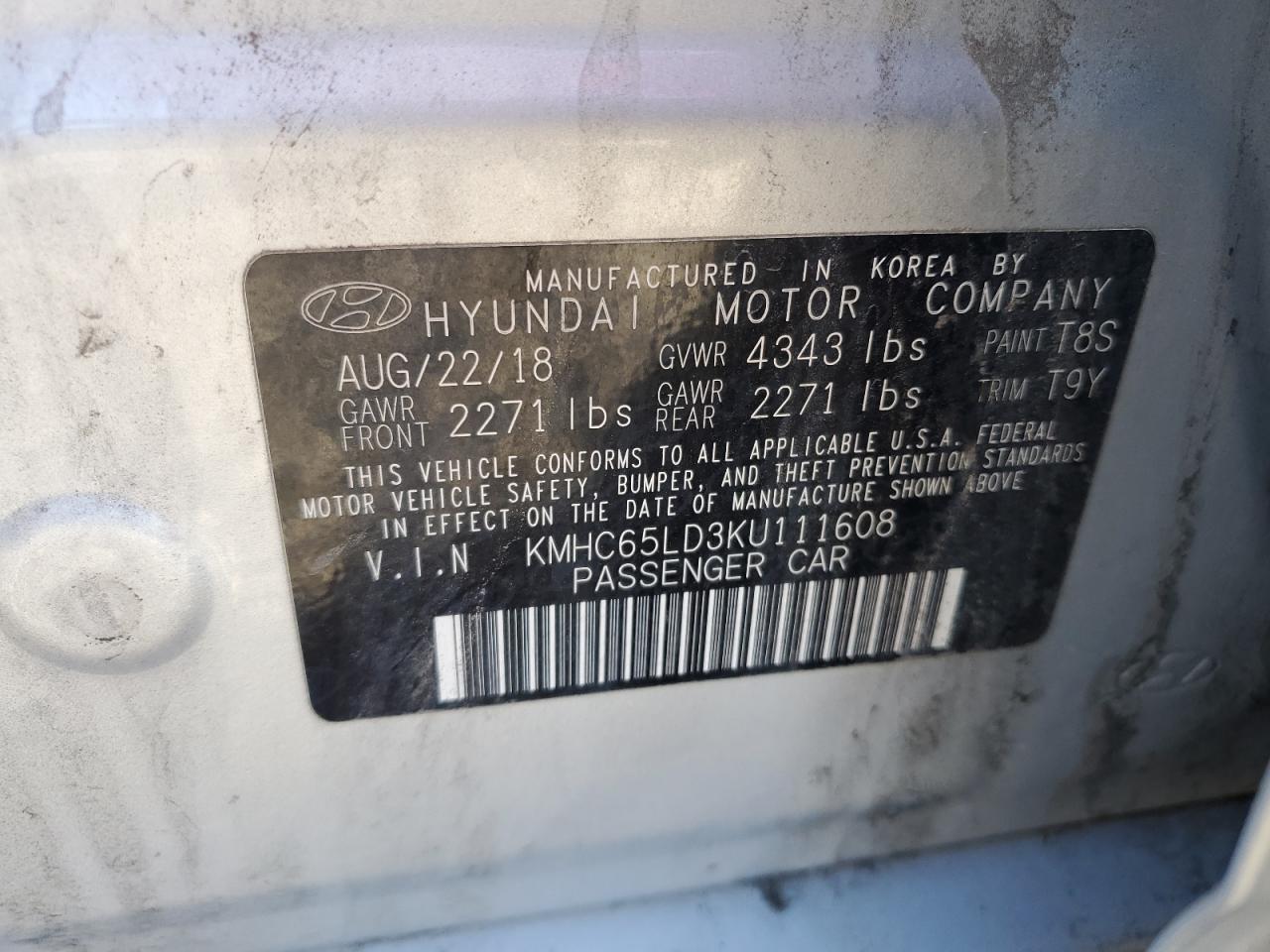 Lot #3038058184 2019 HYUNDAI IONIQ