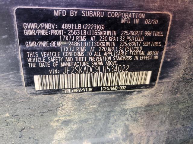2020 SUBARU FORESTER JF2SKADC9LH534022