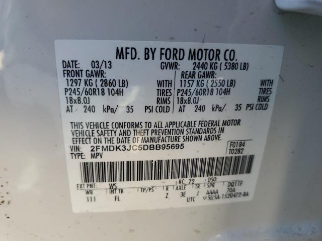 VIN 2FMDK3JC5DBB95695 2013 Ford Edge, Sel no.13