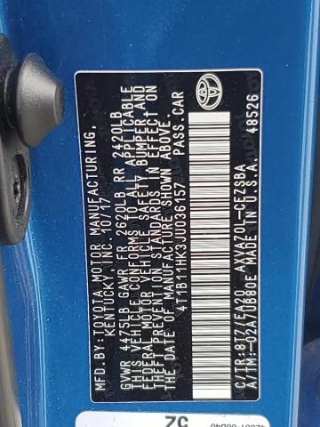 2018 TOYOTA CAMRY L - 4T1B11HK3JU036157