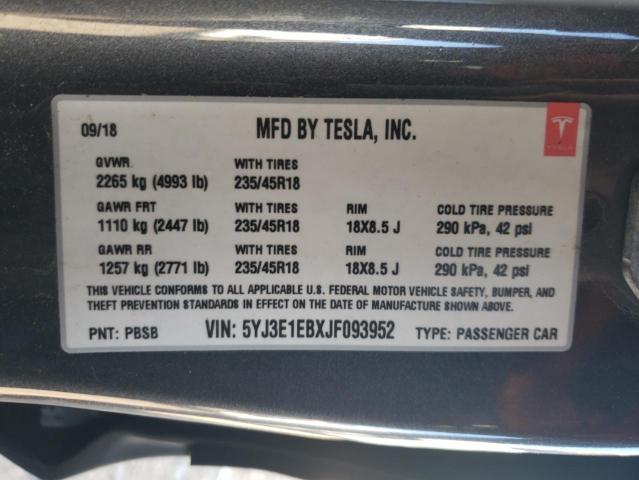 2018 TESLA MODEL 3 - 5YJ3E1EBXJF093952