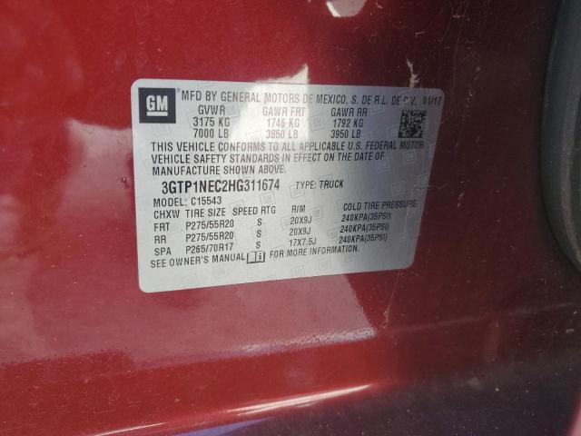 VIN 3GTP1NEC2HG311674 2017 GMC Sierra, C1500 Slt no.12