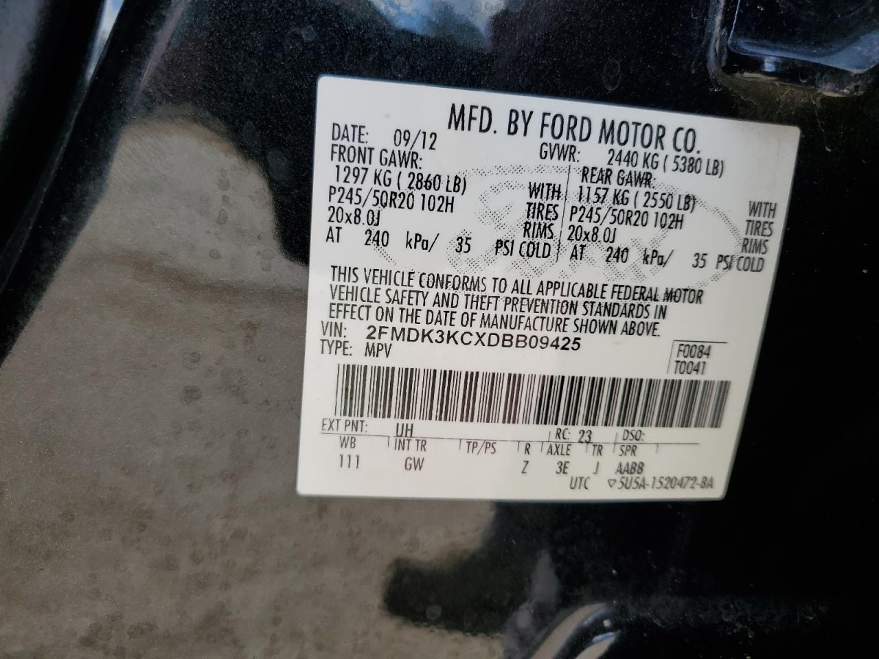 Lot #2926257491 2013 FORD EDGE LIMIT