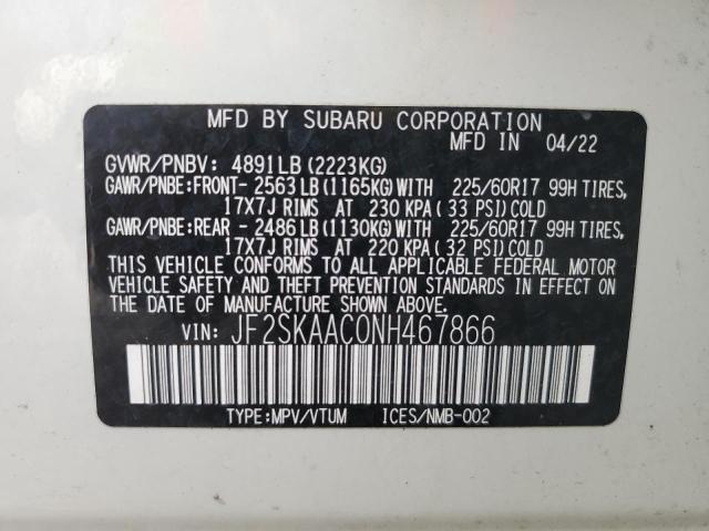 VIN JF2SKAAC0NH467866 2022 SUBARU FORESTER no.13