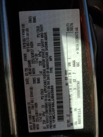 VIN 1FMCU0F68LUB65980 2020 Ford Escape, S no.12