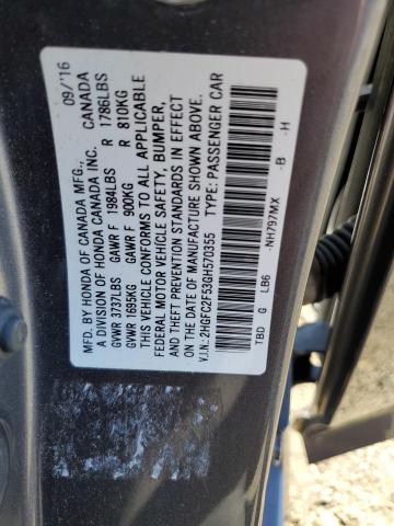 VIN 2HGFC2F53GH570355 2016 Honda Civic, LX no.12