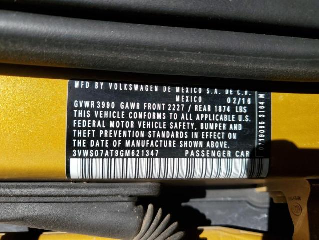 2016 VOLKSWAGEN BEETLE DUN 3VWS07AT9GM621347