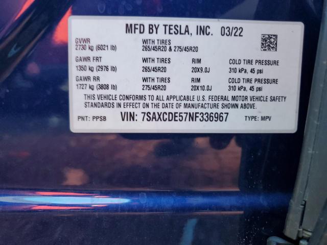 2022 TESLA MODEL X - 7SAXCDE57NF336967